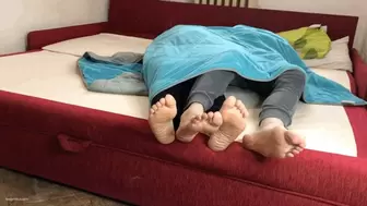 SNORING FEET AND CUDDLING UNDER BED SHEETS - MOV Mobile Version