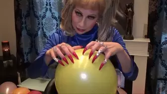 balloon scratching and popping with long red fingernails and high heels - part 1 - (1280x720*wmv)