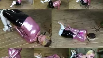 Cruelly hogtied with thin leather cords in her shiny white boots (MP4 SD 35000kbps)