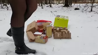 Cardboard Boxes Crush in Leather Boots