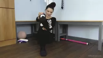 Cute School Girl Pixiee Strips While Teasing You With Her Sweaty Nylon Feet