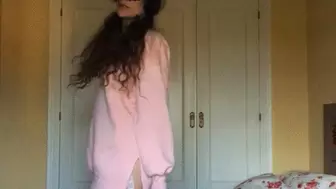 Sensual dancing video in cute, over sized sweater outfit