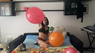 Blowing inflating balloonsss