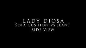 Sofa cushion vs blue jeans Side View