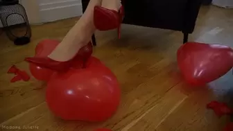 Popping and squeezing heart balloons