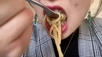Aurora Eats Noodles For Lunch