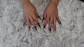 Long Nail Fetish: Long Nails playing with Pearls