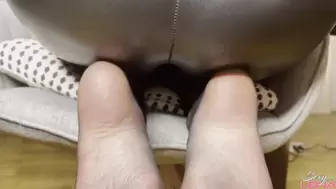 A nice footfetish session with Sexy Lenas Sheer Black Soles - Huge Load of Cum!
