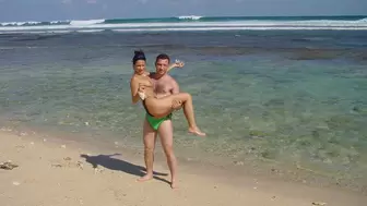 Pissing on each others on the beach