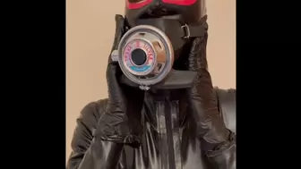 latex catsuit hood and breathing regulator