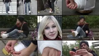 Beatrice SLC Crutching Around Town & Toe Massage in the Park (in HD 1920 X 1080)