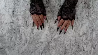 Long Nail Fetish: Long Nails in Satin Gloves and Rings Scratching and Tapping