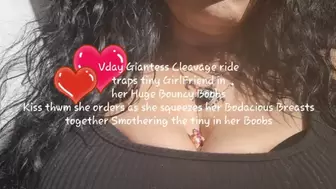 Giantess Cleavage ride traps tiny GirlFriend in her Huge Bouncy Boobs Kiss thwm she orders as she squeezes her Bodacious Breasts together Smothering the tiny in her Boobs 720p