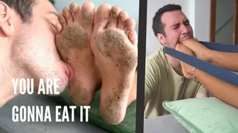 Dirty Foot cleaning gone WRONG - Slave eating the dirt and foot gagging as punishment (FullHD)