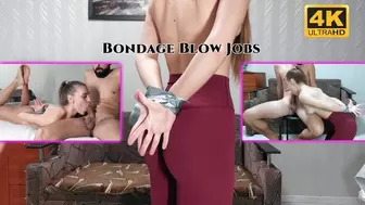 Bondage Blow Jobs Sucking Dick Foot Fetish Deep Throating Tied Hands - Helpless Girl - No Hands Deepthroating - Feet Sniffing - Sniffing Between Toes