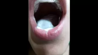 Mouth fetish with milk