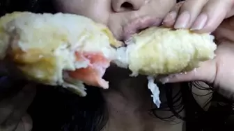 Giantess Lola Devouring an Entire Huge Pastry she got herself for valentines day in a black bra FaceStuffing Vore Mouth tongue & Eating Fetish