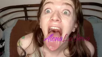 Wide eyes, LONG TONGUE, spit, moaning 3