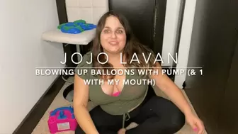 Blowing up balloons with machine & bouncing them to pop! huge tits bouncing! mp4