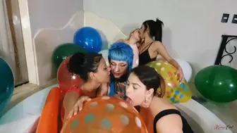 5 GIRLS DELICIOUS PARTY WITH BALLOONS AND LOTS OF HOT KISSES - NEW KC 2022 - CLIP 2 IN FULL HD
