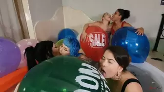 5 GIRLS DELICIOUS PARTY WITH BALLOONS AND LOTS OF HOT KISSES - NEW KC 2022 - CLIP 4 IN FULL HD
