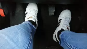 Adidas superstar highway driving speed indicator odometer pedal pumping sneakers fetish