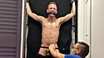 Male Model Landon's Tickle-Milking on The Metal Frame! (3 Angles) (Final Part)