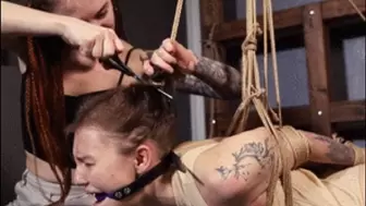 Cutting hair of bondaged Bramble (Full HD mp4)