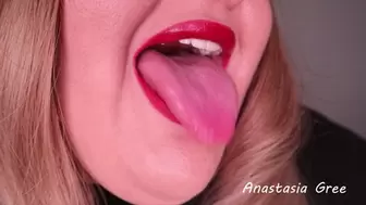 Beautiful tongue and red lips