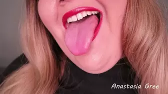 Plump tongue and red lips