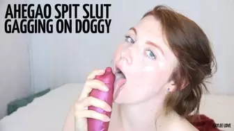Ahegao Spit Slut Gagging on Doggy