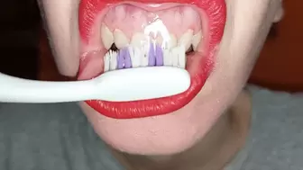 I brush my teeth close to camera