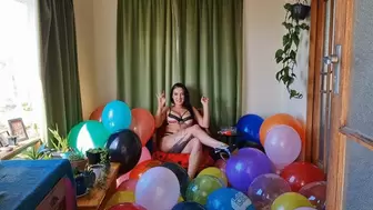 Relaxing with New Lingerie, a Cigarette and a Room of Balloons