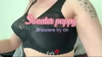 Sweater Puppies! 3 BLK Vintage style bra try ons!