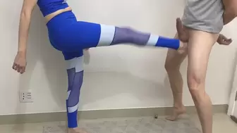 Hard Kicking ball barefoot after gym until he cumming