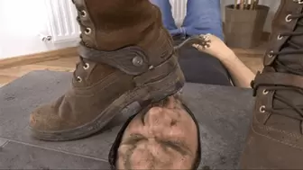 Face used as a doormat for my friend's dirty boots (small version)