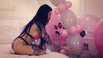 Cleo pops a lot of grey and pink balloons with her Fingernails and High Heels Part 2 HD Version