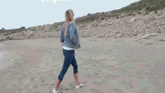 Walking on the sea in new adidas sneakers and pink socks AVI(1280x720)FHD