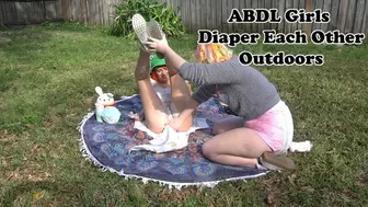 ABDL Girls Change Each Other Outdoors