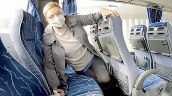 Crossed legs orgasm in a public bus