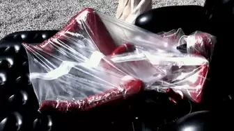 Outdoor Masturbation In Red Rubber Catsuit + Gas Mask And Plastic Tube - Part 2 of 2