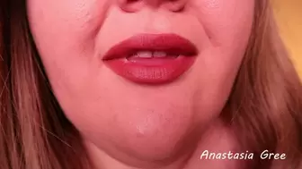 Gentle licking of juicy lips