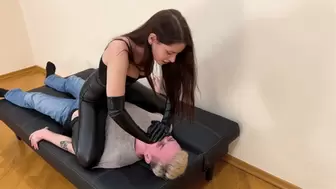 Cruel Dominatrix In Leather Gloves Face Slapping and Smother Torment Femdom (WMV HD 720p)
