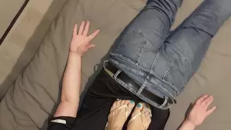 Sandra is trampling the cameraman with her sexy Flipflops