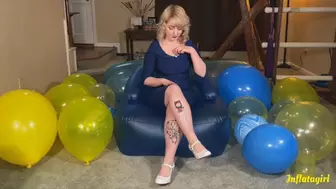 Blow to Pop Blue and Yellow Balloons