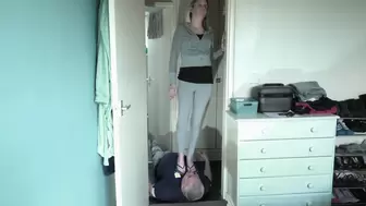 Trampling Her Slave In Flip Flops By The Doorway