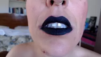 messy mouth drool with black lipstick