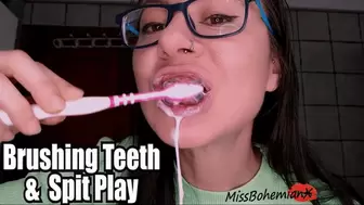Brushing My Teeth end in Spit Play - Mouth Fetish - MissBohemianX - FULL HD MP4