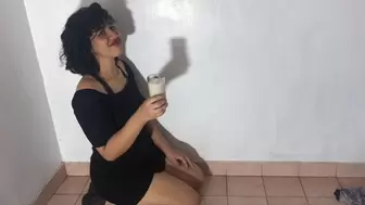 One Cup full of cum ready to go out after a very rude blowjob