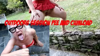 Outdoor session pee and cumload